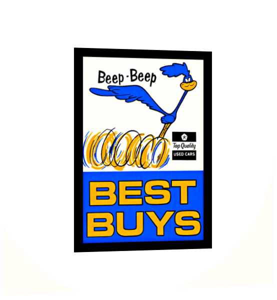 Plymouth Road Runner Sign Sticker "Beep Beep** Rectangular 5 Sizes