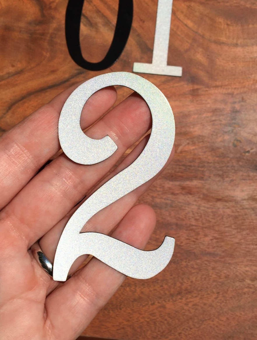 Reflective Magnetic Mailbox Numbers, 3.25 inches, Black/White