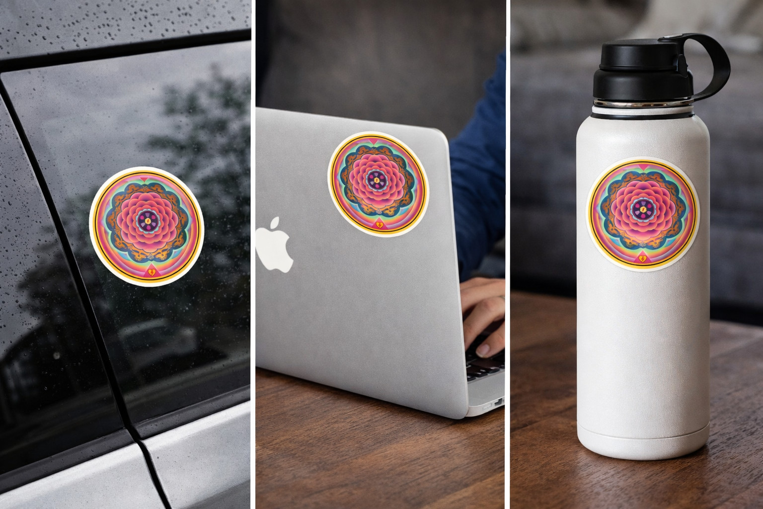 🌈Psychedelic Flower Vinyl Sticker Deadhead Hippie Mandala Decal