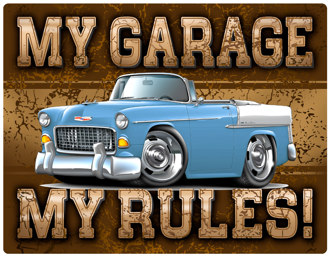 1955 Chevy Belair Convertible My Garage My Rules Wall Art Graphic Sticker