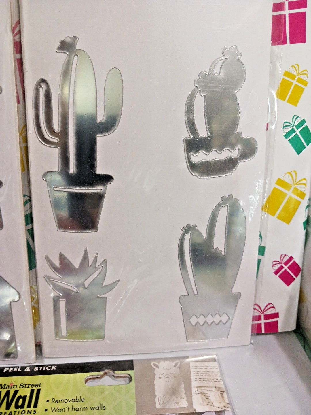 Mirror Stickers peel & stick mirrors. Bird, flowers, house, cactus plants, cloud
