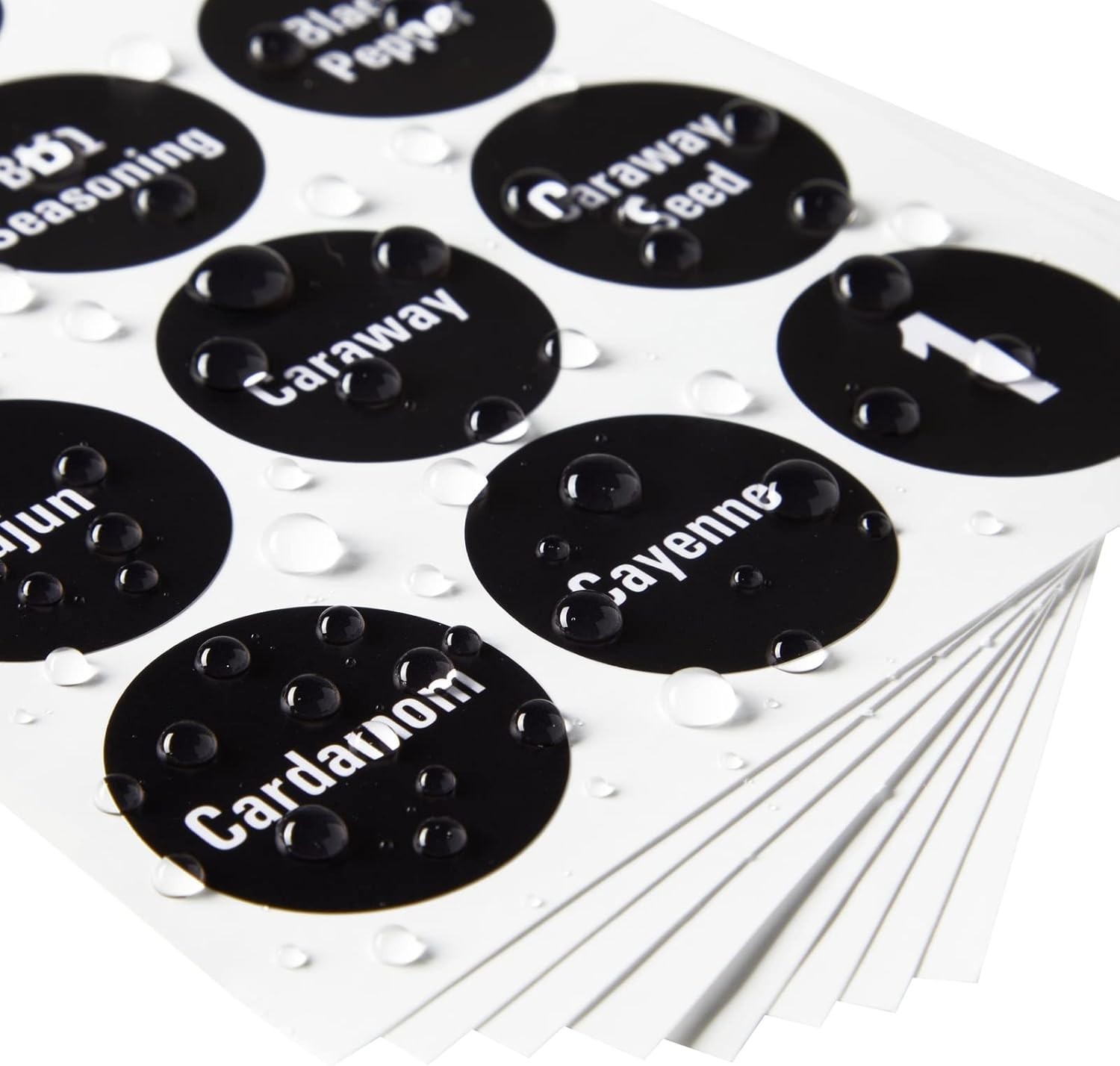 Spice Labels Stickers – 144 Round 1.5-Inch Water-Resistant Vinyl – Preprinted…