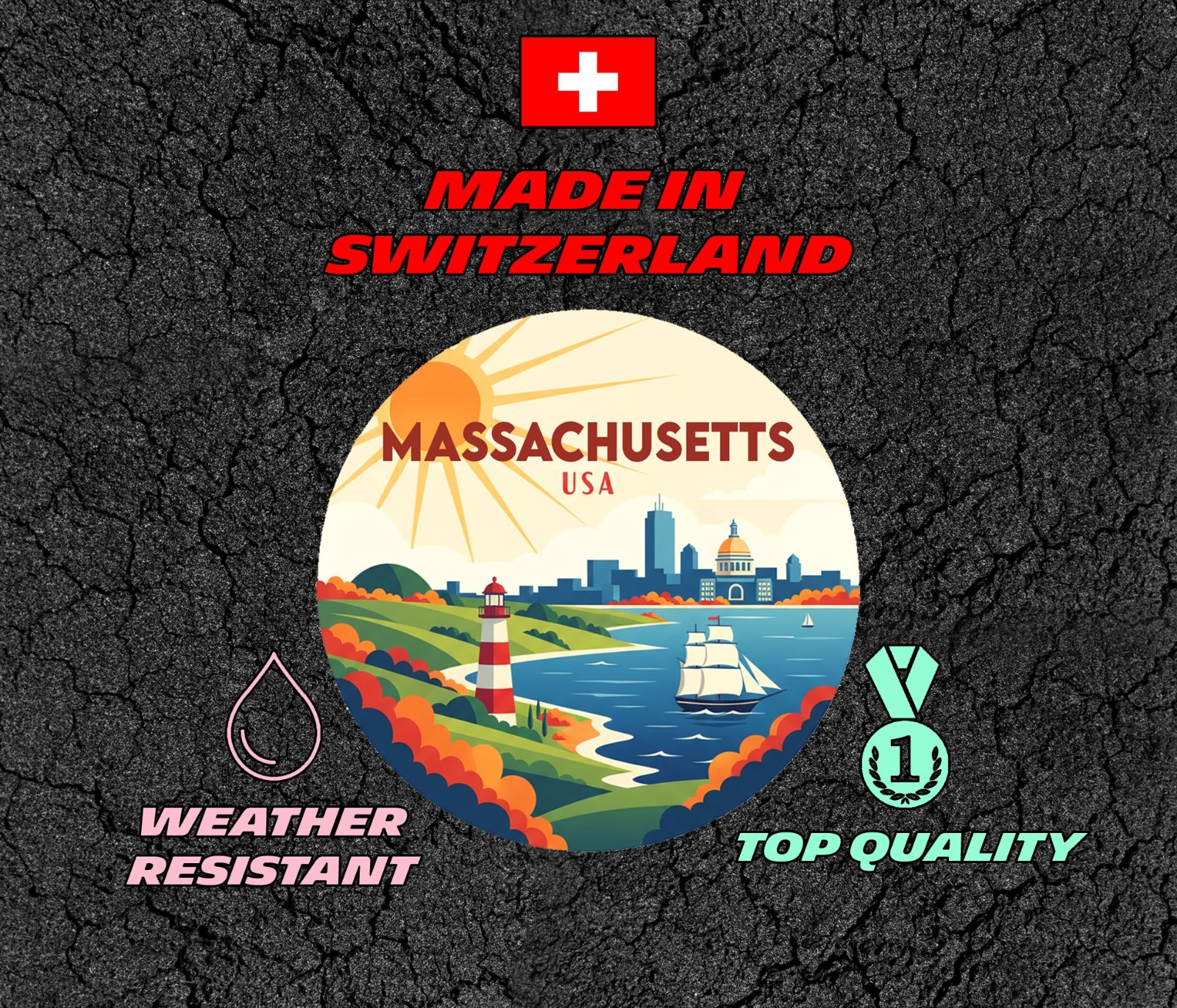 Massachusetts Usa Vintage Travel Sticker Die Cut Waterproof Vinyl Laptop Decal