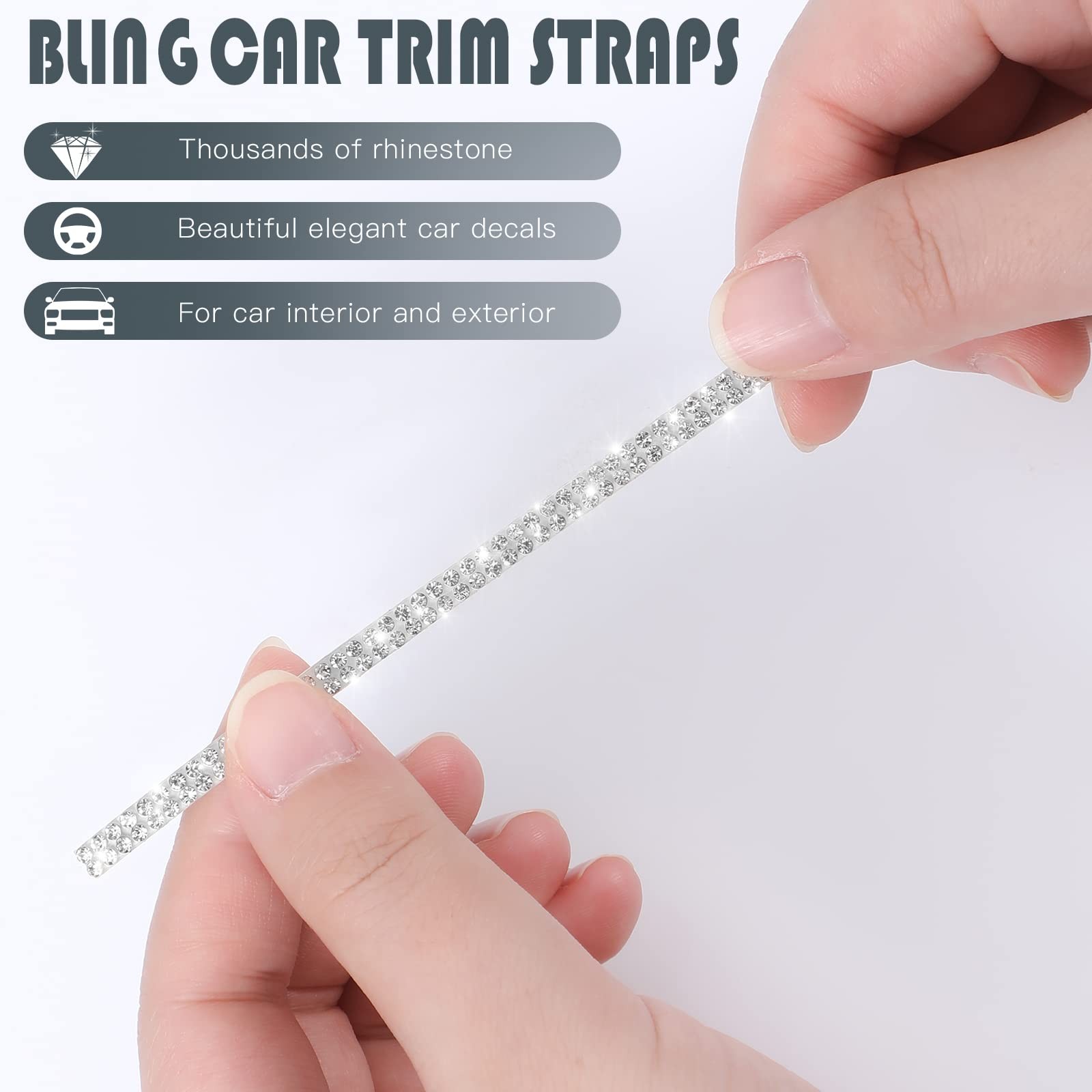 32.8Ft Self-Adhesive Glitter Car Trim Rhinestone Stickers for Interior Decor
