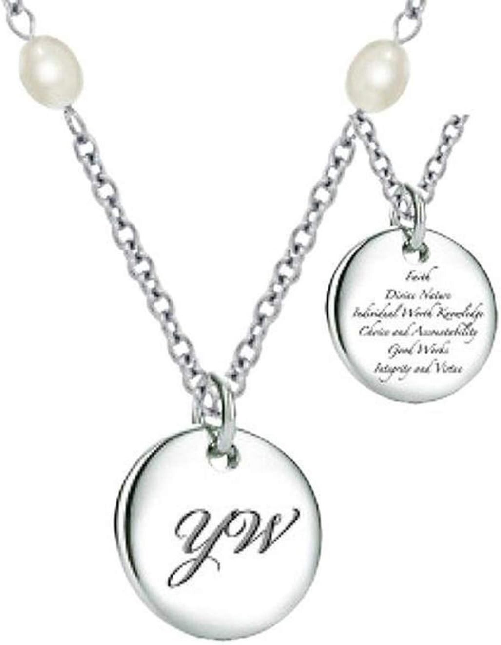 K12N Necklace Women Stainles Steel Pearl Chain Mormon One Moment In Time LDS CTR