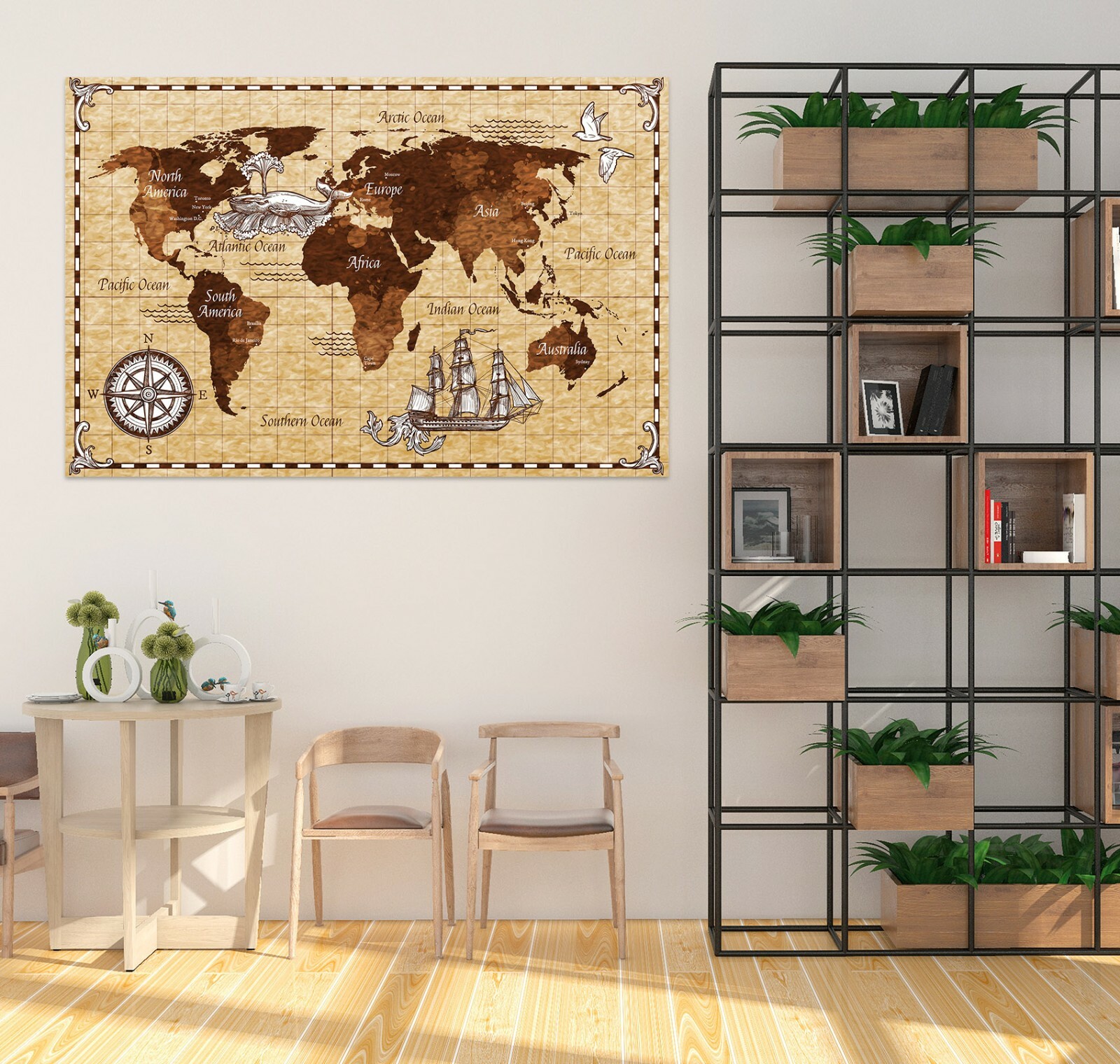 3D Whale Spout B141 World Map Wall Stickers Vinyl Wallpaper Mural Murals Amy