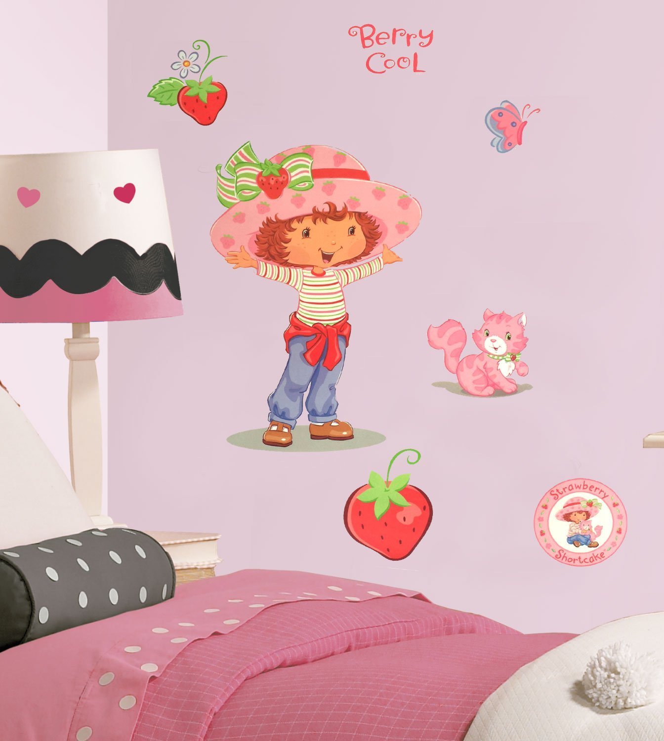 Strawberry Shortcake Kitten Butterfly Berry Cool Girl Wall Large Decal Set Decor