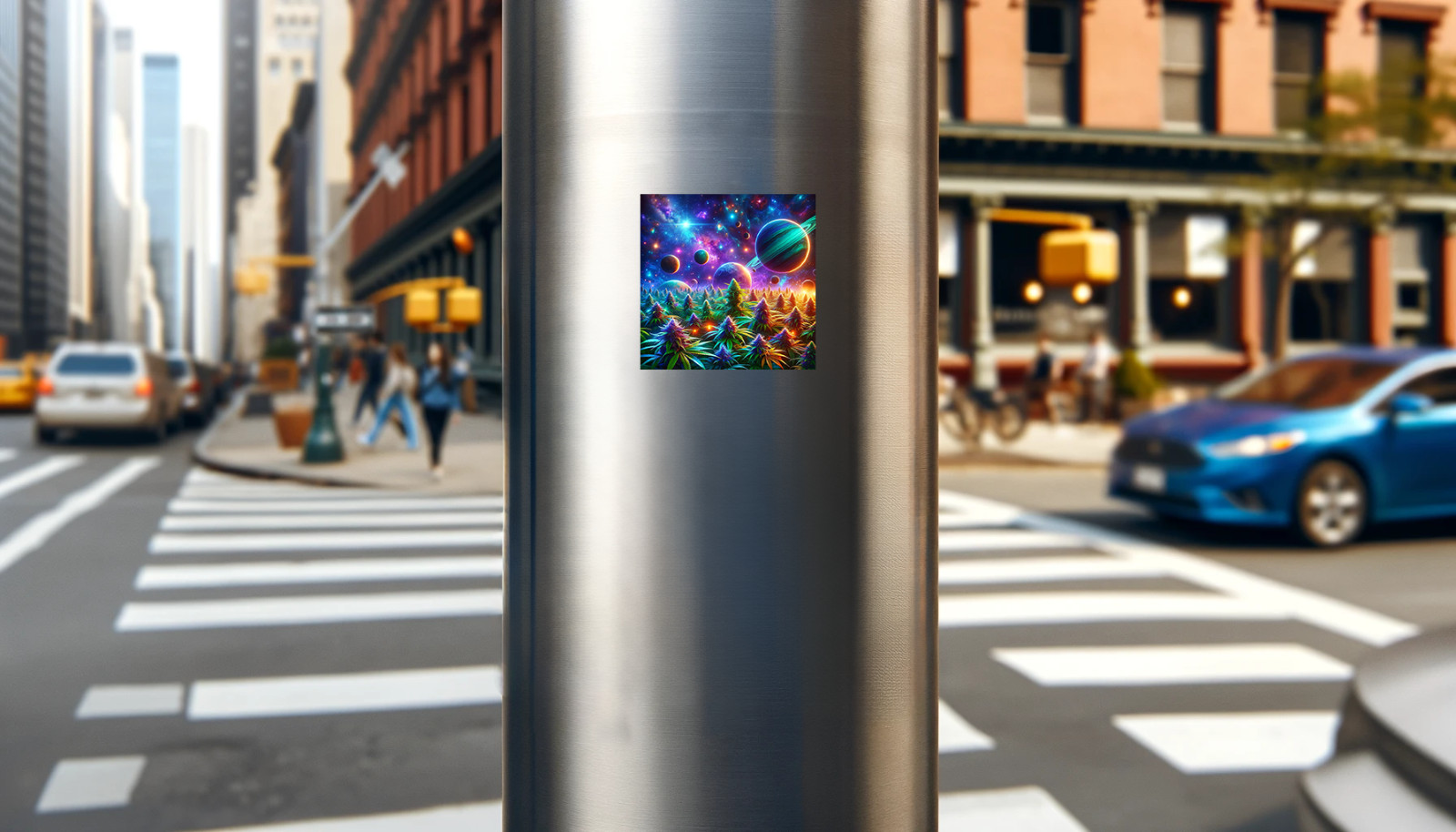 Cosmic Cannabis Sticker or DTF Transfer | Marijuana Vinyl Decal