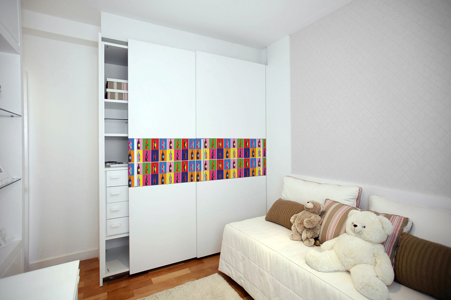 Wall Door Furniture Adhesive Decorative Sticker Decal Pop art bottles 100×50