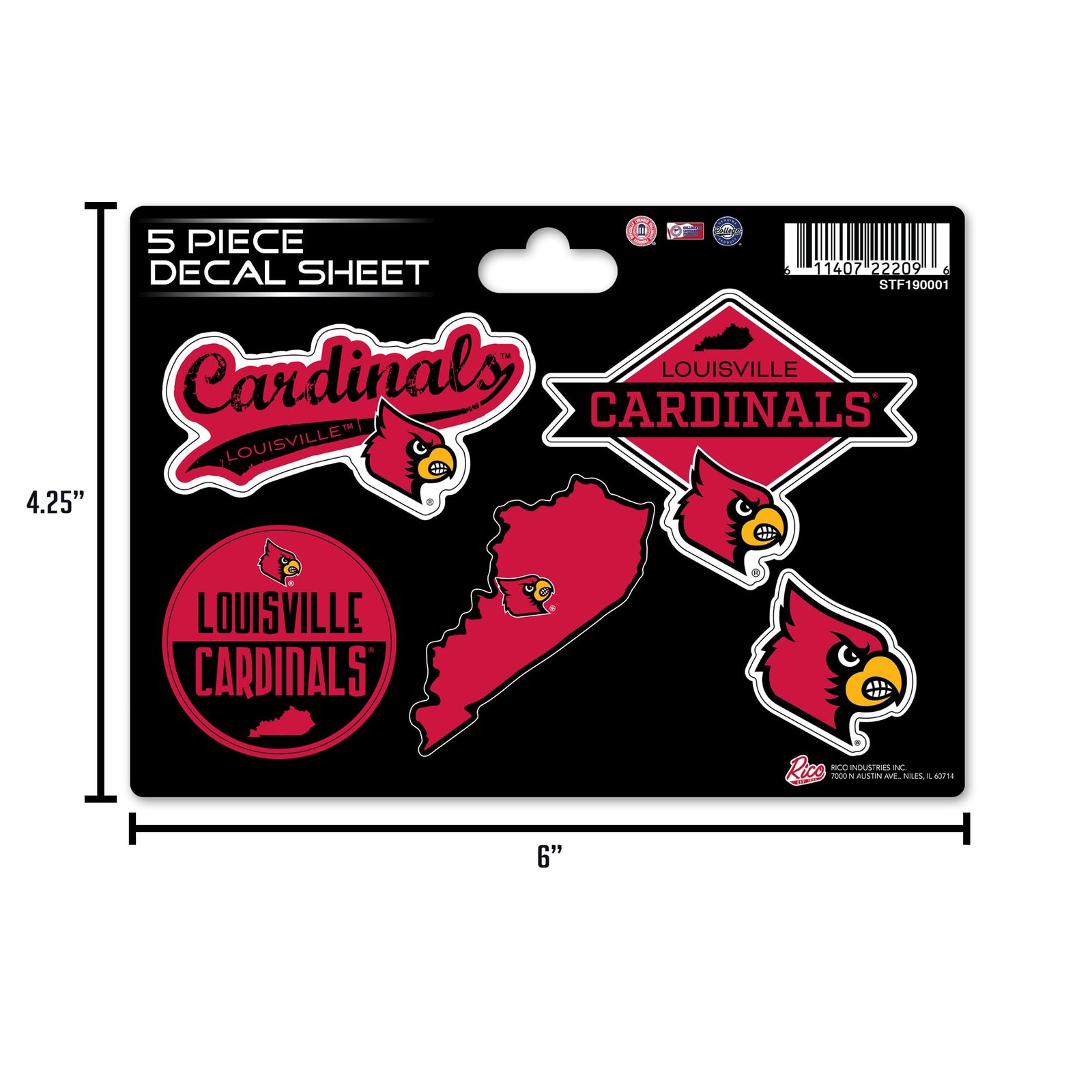 5 Pack Sports Team Die Cut Decals Easy Peel and Stick Indoor Outdoor Use