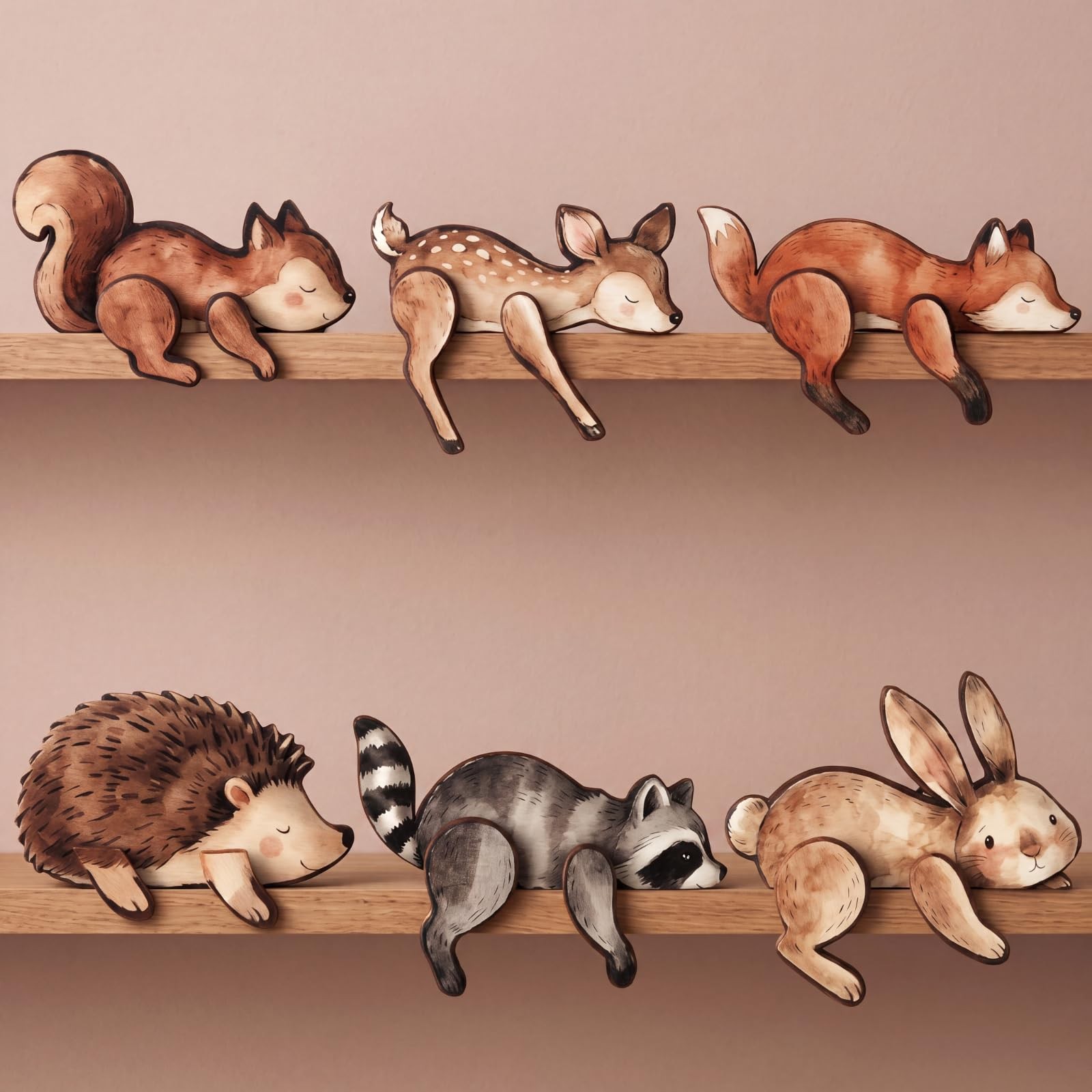 Mifoci 6 Pcs Forest Woodland Nursery Decor Wooden Animal Tabletop Centerpiece…