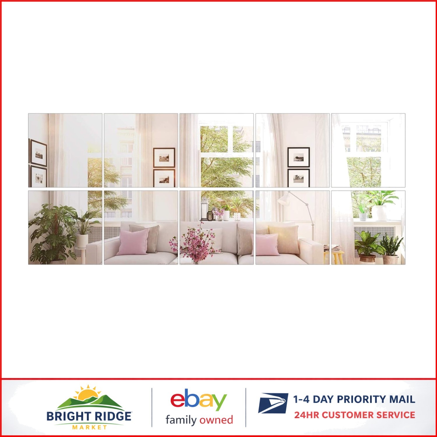 10-Piece Self Adhesive Mirror Sheets for Wall Decor, Flexible and Frameless