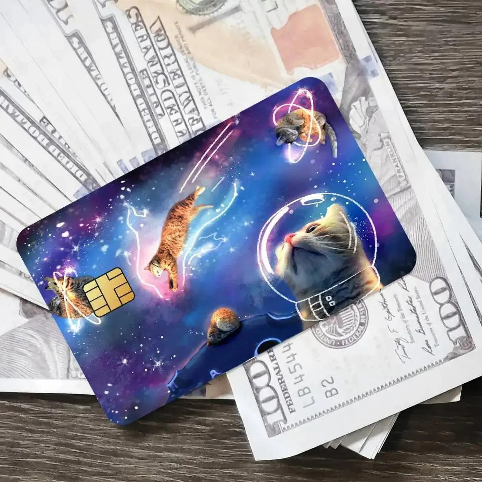 Funny Space Cats Milky Way Meme Debit Card Credit Card Skin Vinyl Cover