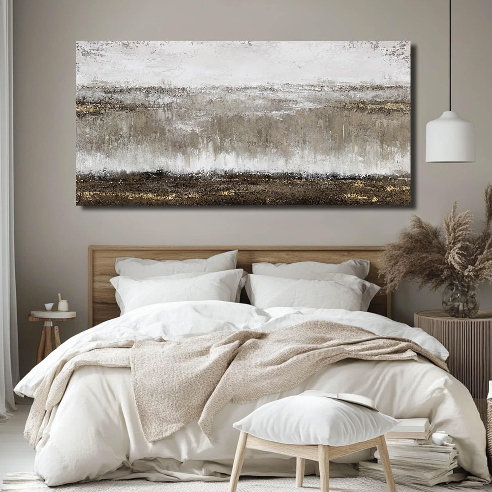 Artexist Canvas Wall Art – Abstract Wall Decor for Living Room – Grey Picture…