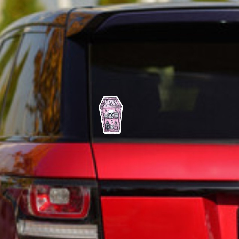 Halloween Bookshelf Sticker: Cuffin Vinyl Sticker. Different Sizes