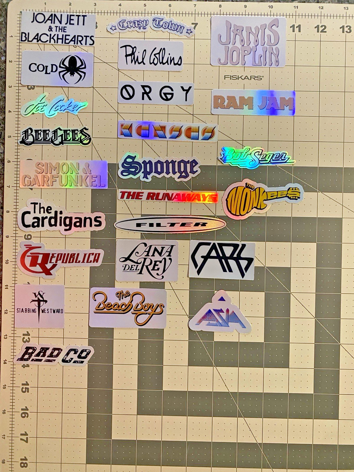 24 Classic Rock Stickers 60s 70s 80s 90s Rock & Roll Waterproof HOLOGRAPHIC