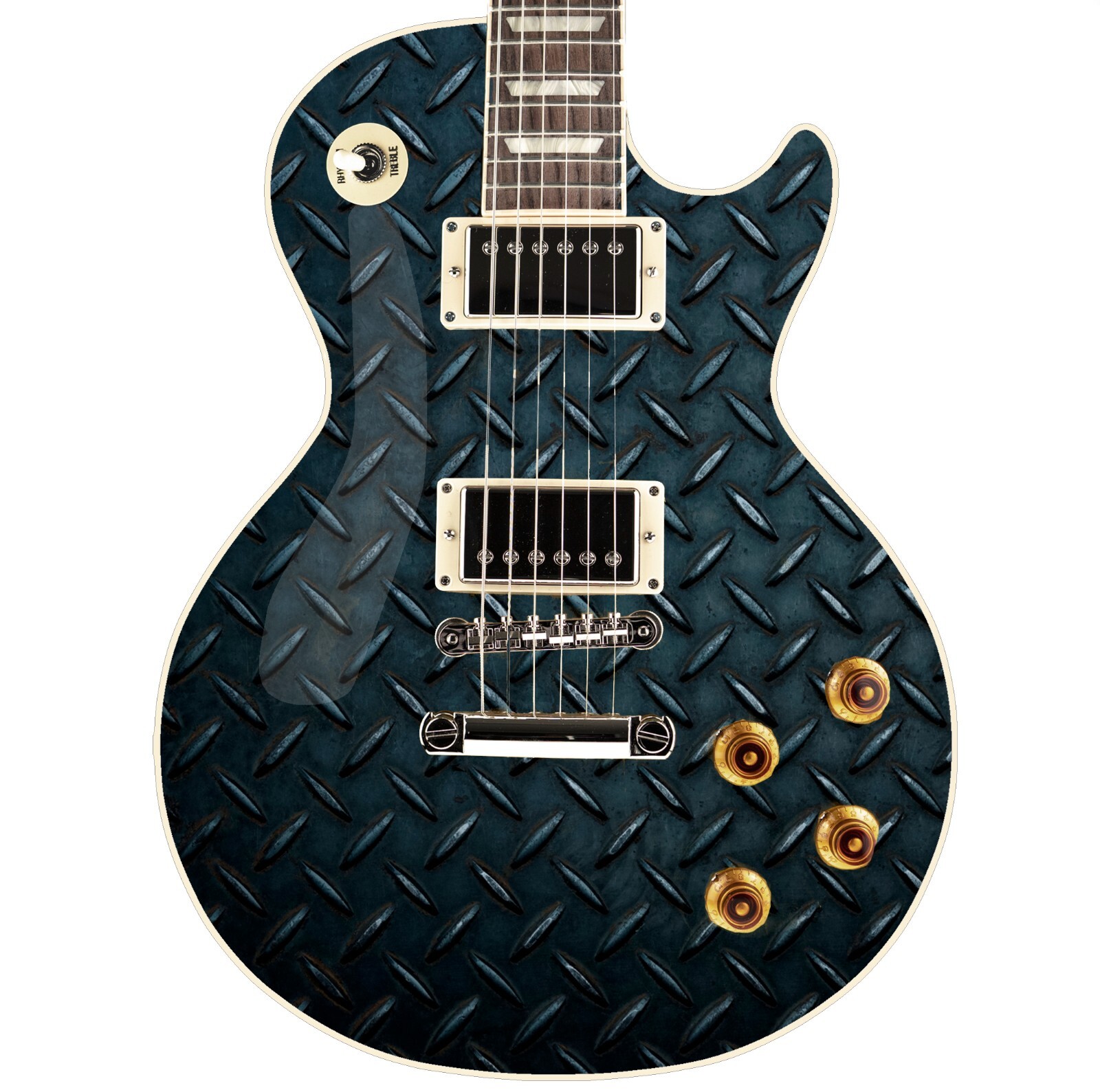 Guitar/Bass Skin Wrap Laminated Vinyl Sticker Decal Black Diamond Plate GS184