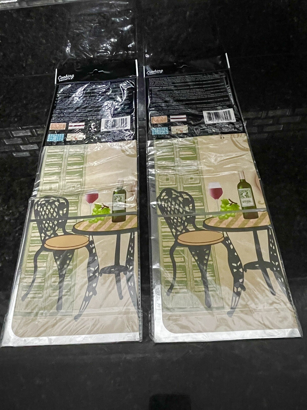 LOT OF 2 CHEF FOIL BACKSPLASH WALL STICKERS BY COOKING CONCEPTS 17.7in.x29.5in