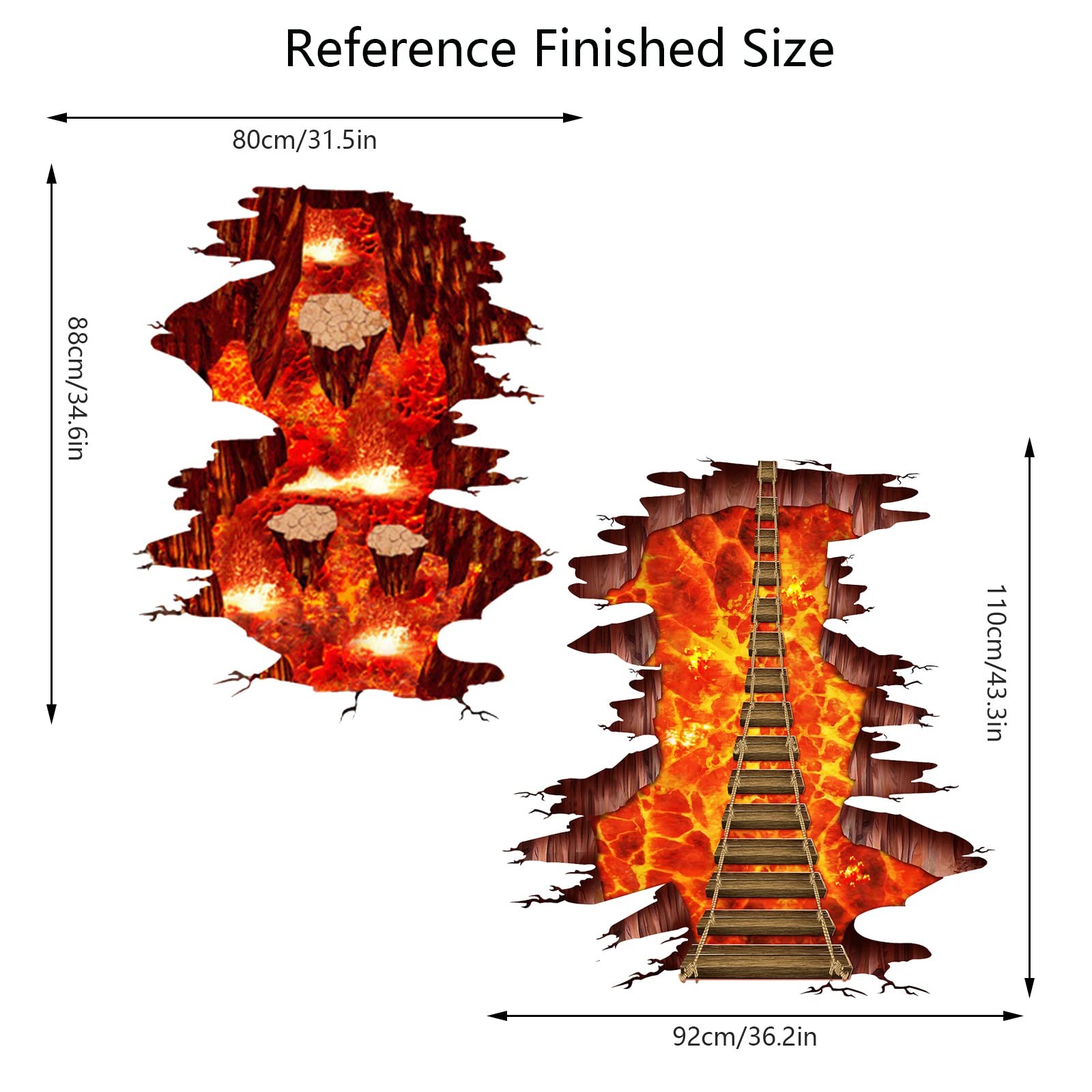 Generic 2 Packs Volcano 3D Floor Stickers, Flame Rope Bridge & Lava Art Decal…