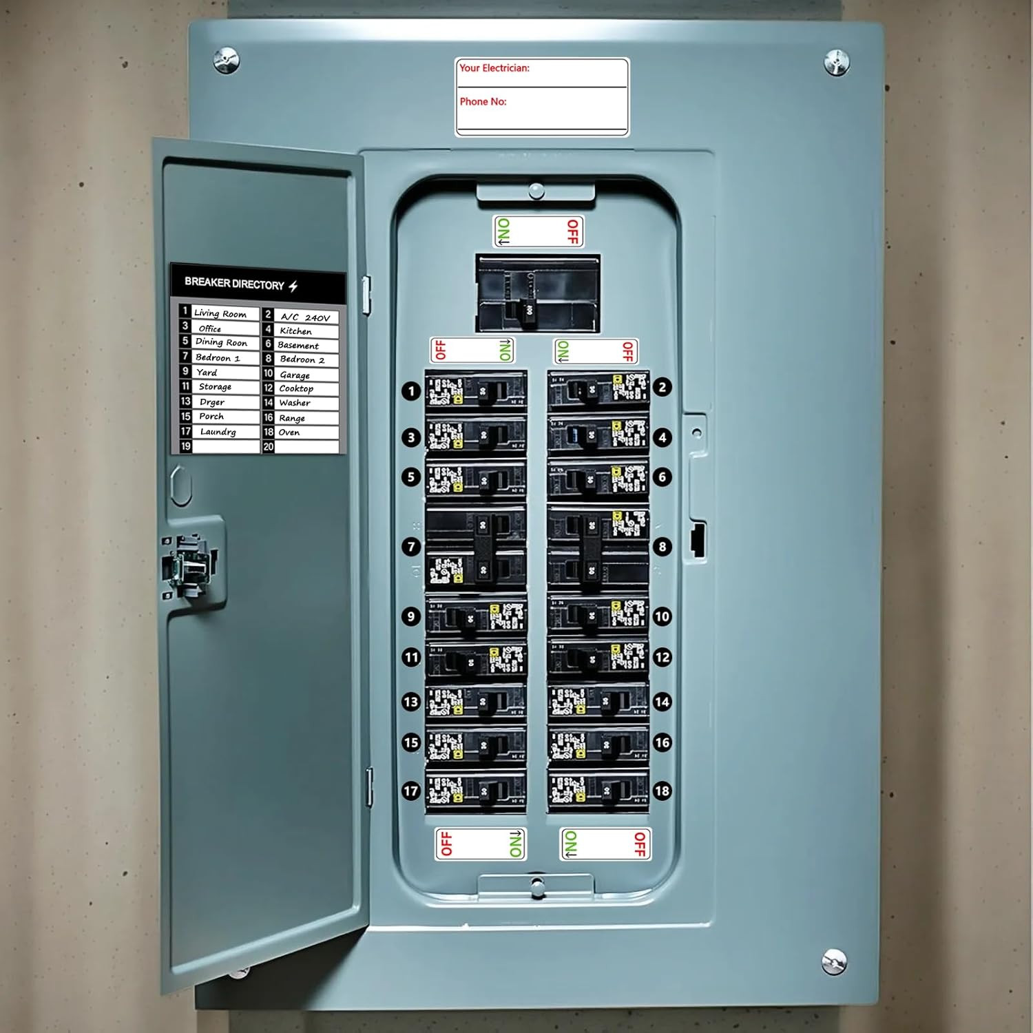 Electrical Panel Labels Kit – 48 Circuit Breaker Stickers, Premium Waterproof Ea