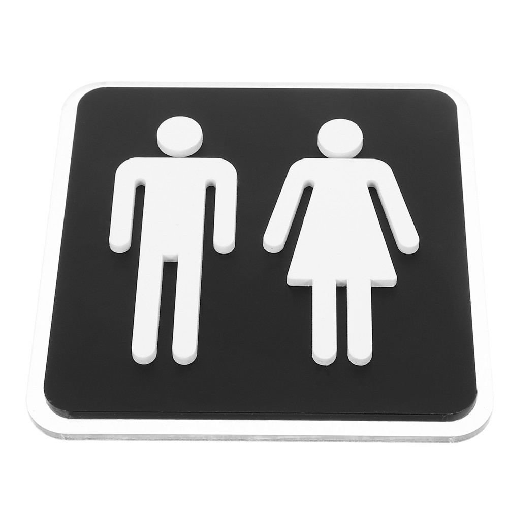 Unisex Restroom Sign: 3.94 X 3.94 Inches Black Acrylic Sign with Strong