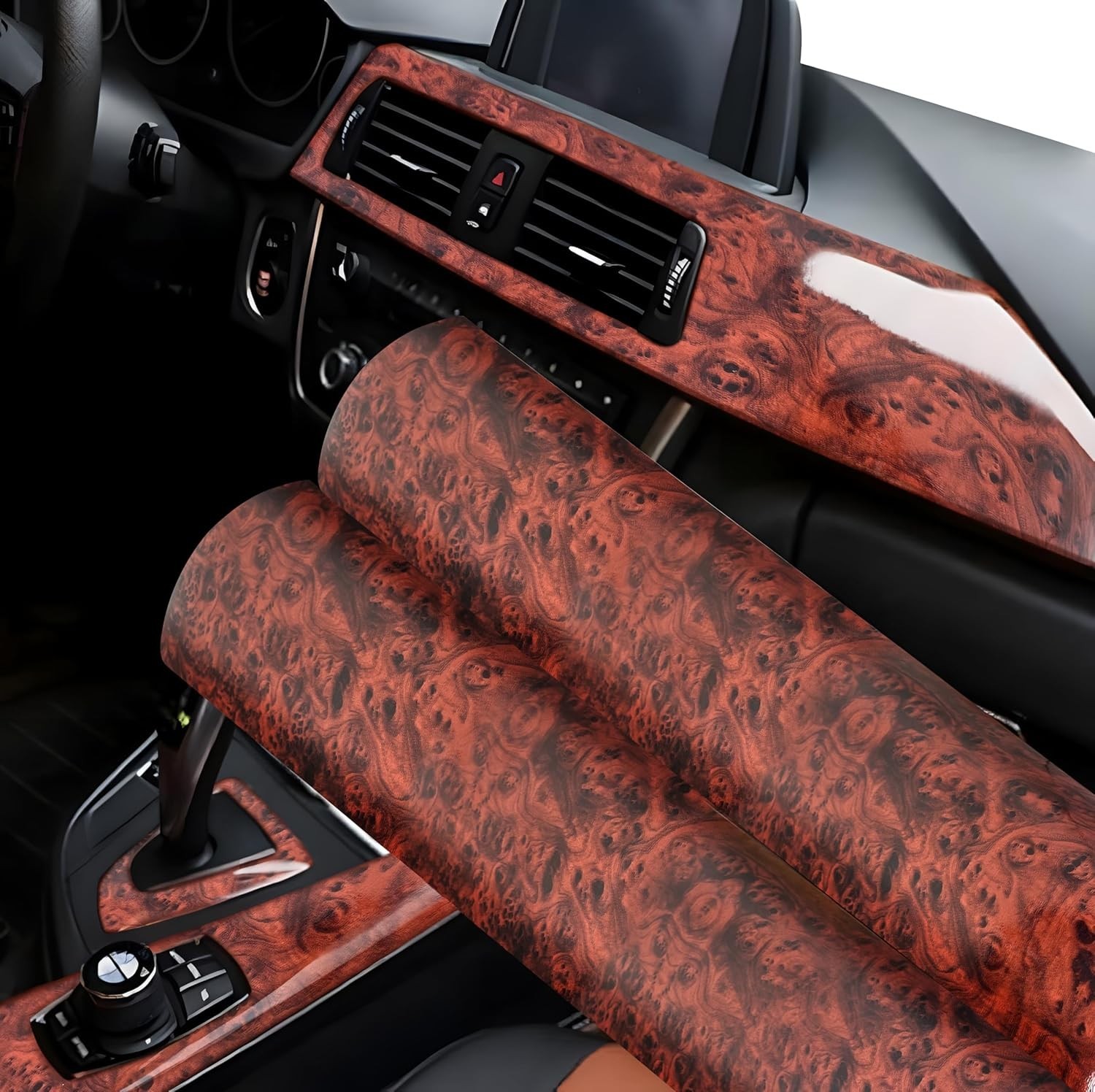 Mahogany Vinyl Wrap -Self Adhesive Film 12 X 60 Inch Glossy Wood Grain Decal Sti