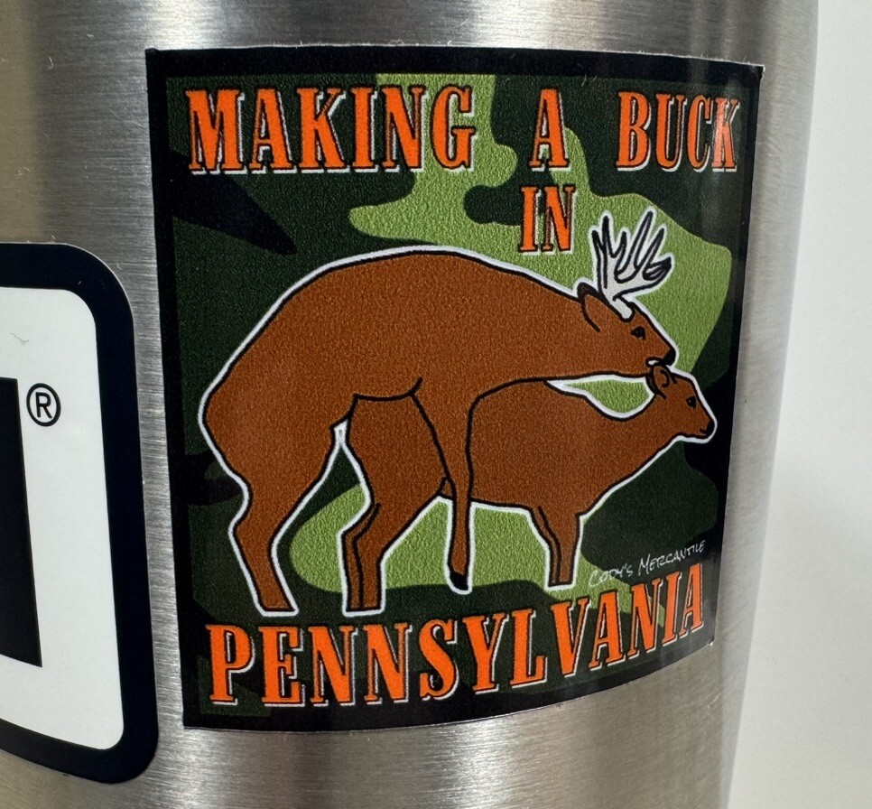 Make A Buck in Pennsylvania Novelty 2" Square Sticker Whitetail Deer Hunting PA