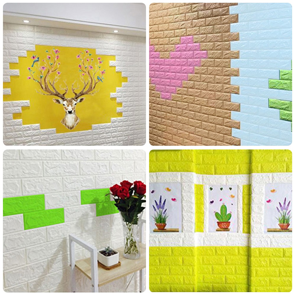 10pc 3D Foam Brick Stone Wall Panels Marbing Wallpaper Self Adhesive Waterproof