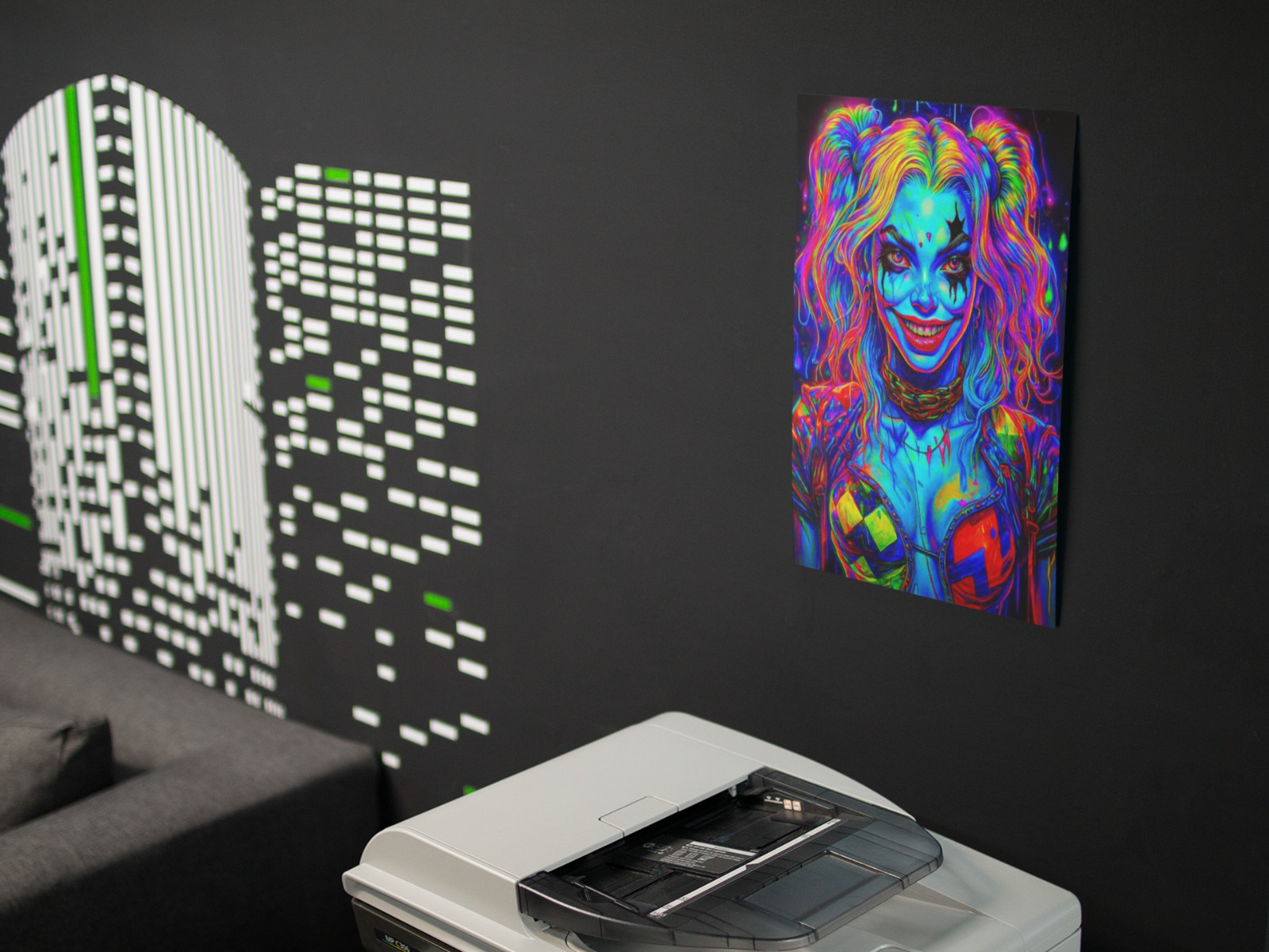 Harley Quinn Vivid Neon Wall Graphic Vinyl Decal Poster (Removable Adhesive)