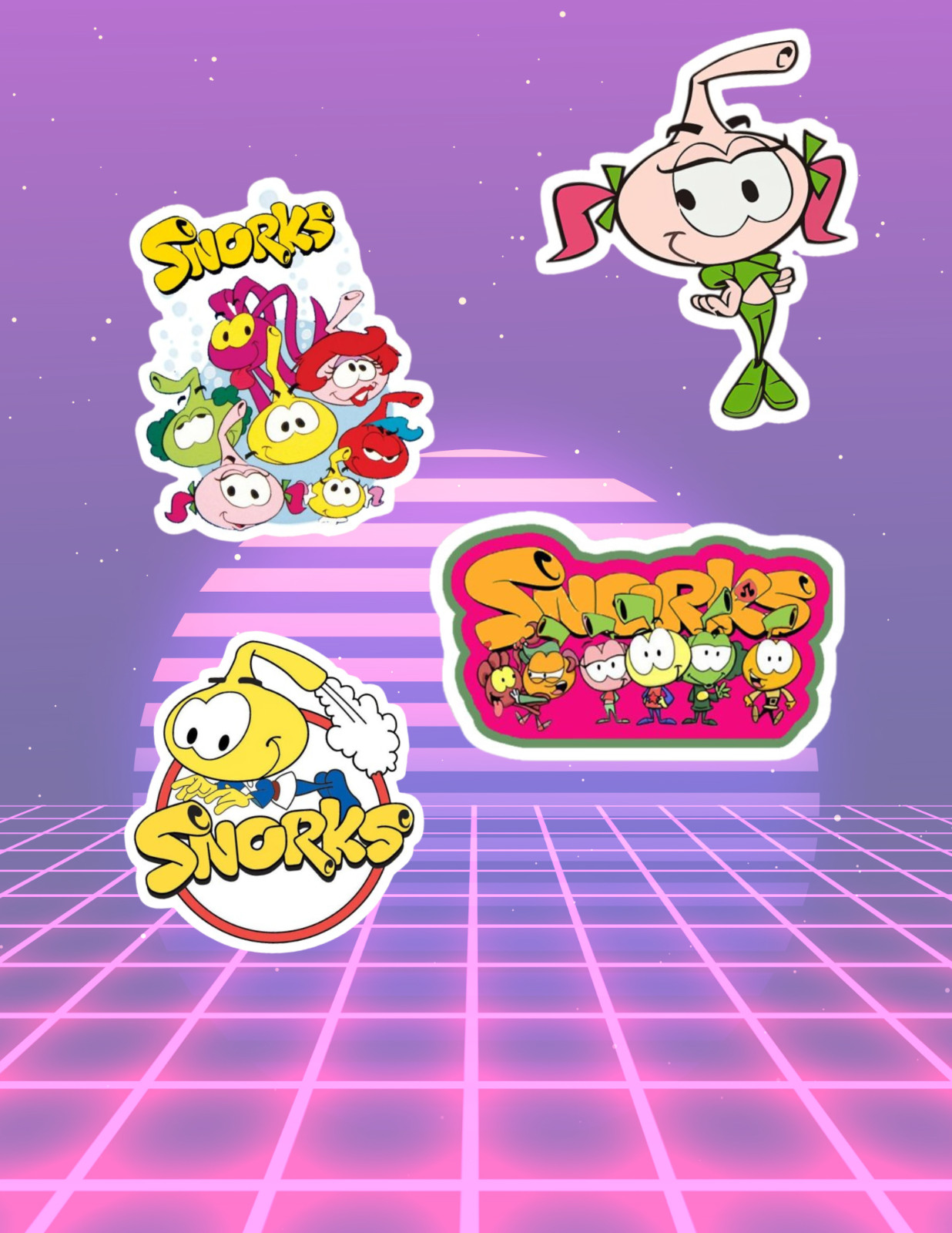 Snorks Retro Cartoons 4pc Sticker Pack