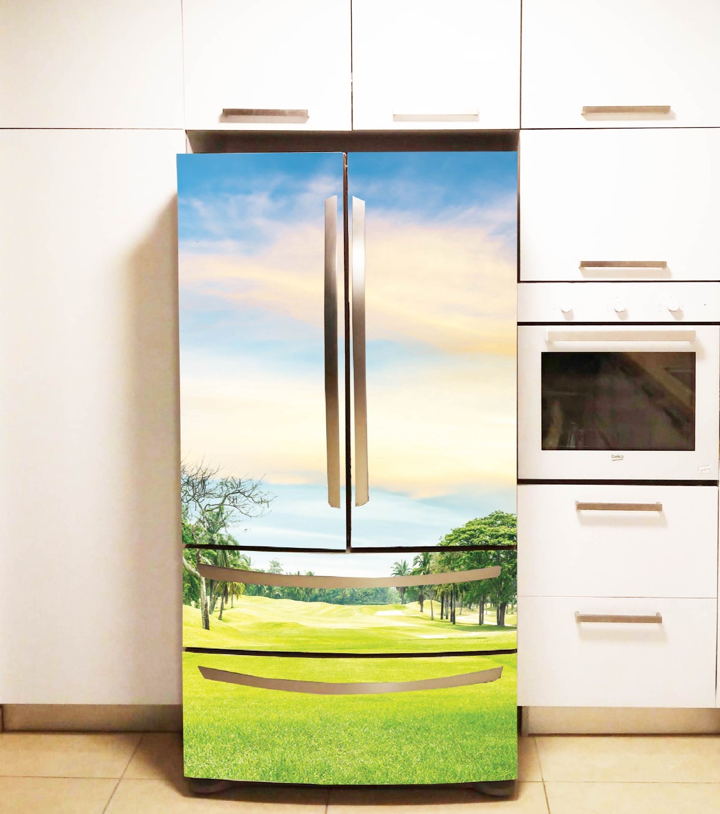 Nature Fridge Wrap, Forest Refrigerator Cover, Kitchen Vinyl