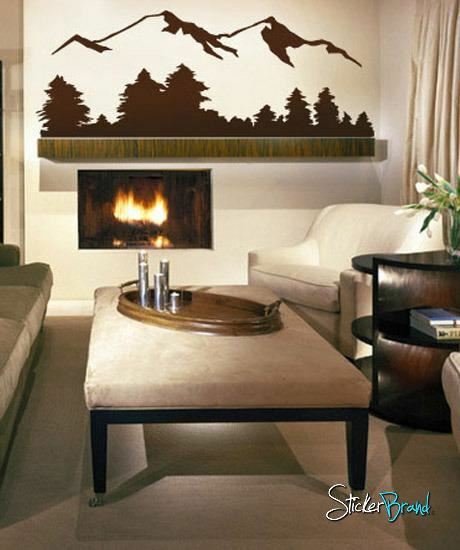 Stickerbrand Snow Mountain View Forest Trees Wall Decal Sticker #194