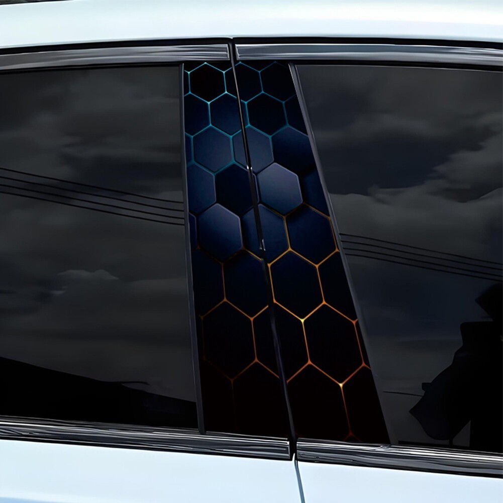 2Pcs Vinyl Car Stickers Waterproof Sun Protection Scratch Cover B-Pillar Sticker