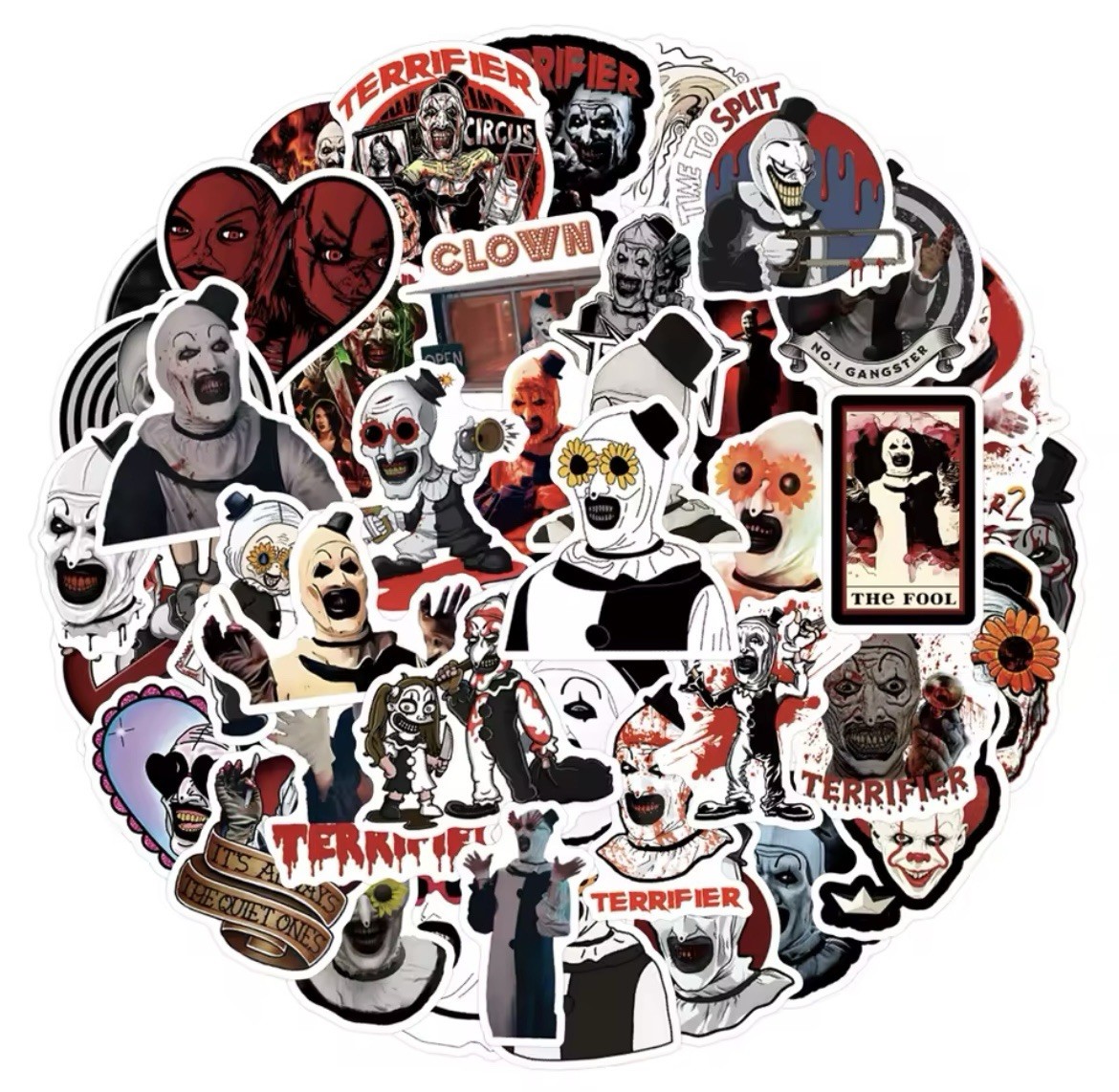 Art The Clown Style Stickers 50pk Mixed Terrifier Horror Stickers FREE SHIPPING