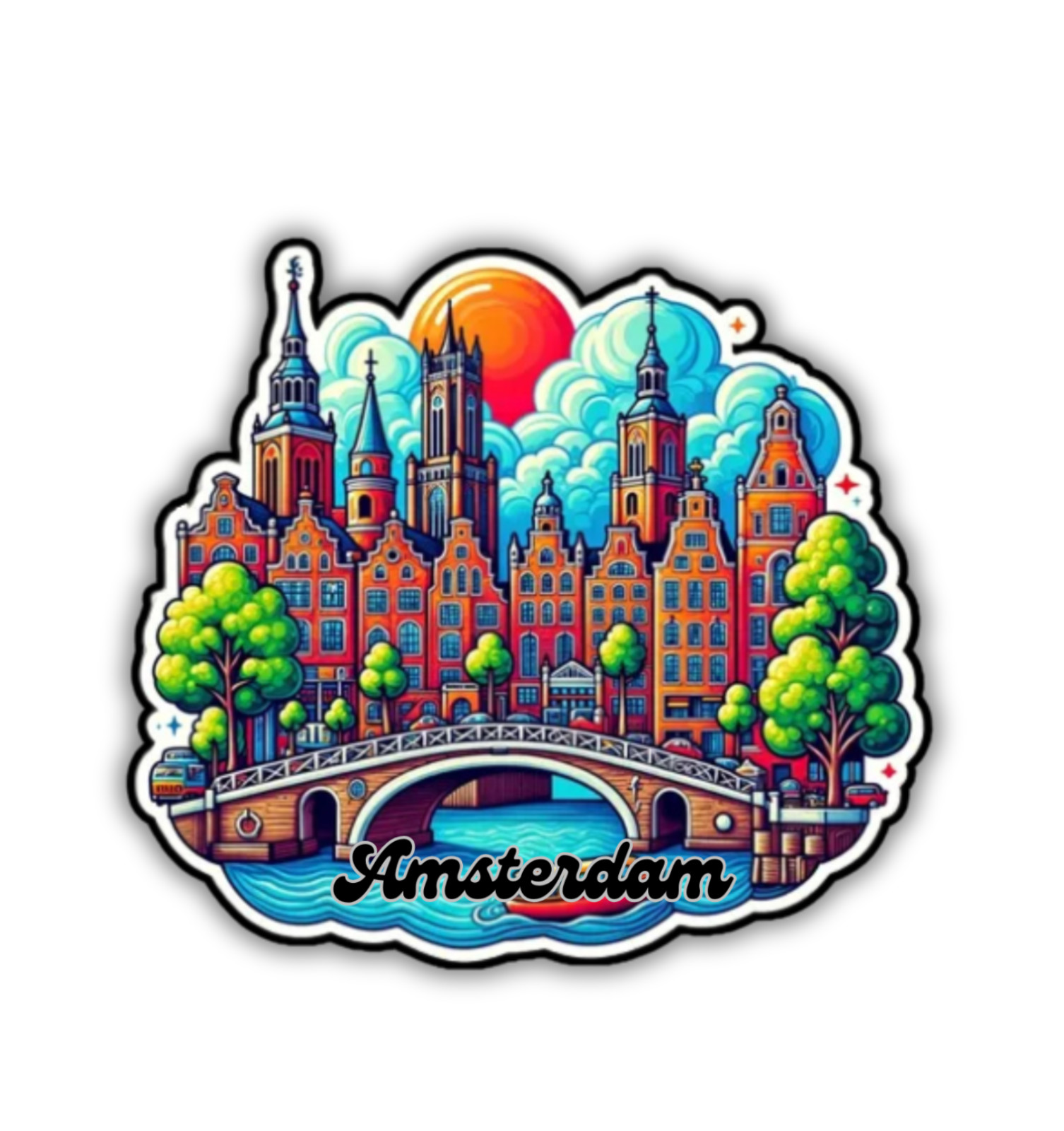 Amsterdam Netherlands Fridge Magnet or Laptop Sticker
