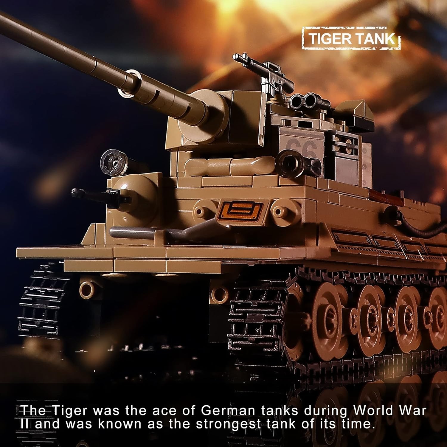 WW2 Tank Building Kit: Create German Tiger & US M4 Sherman with 1184 Blocks