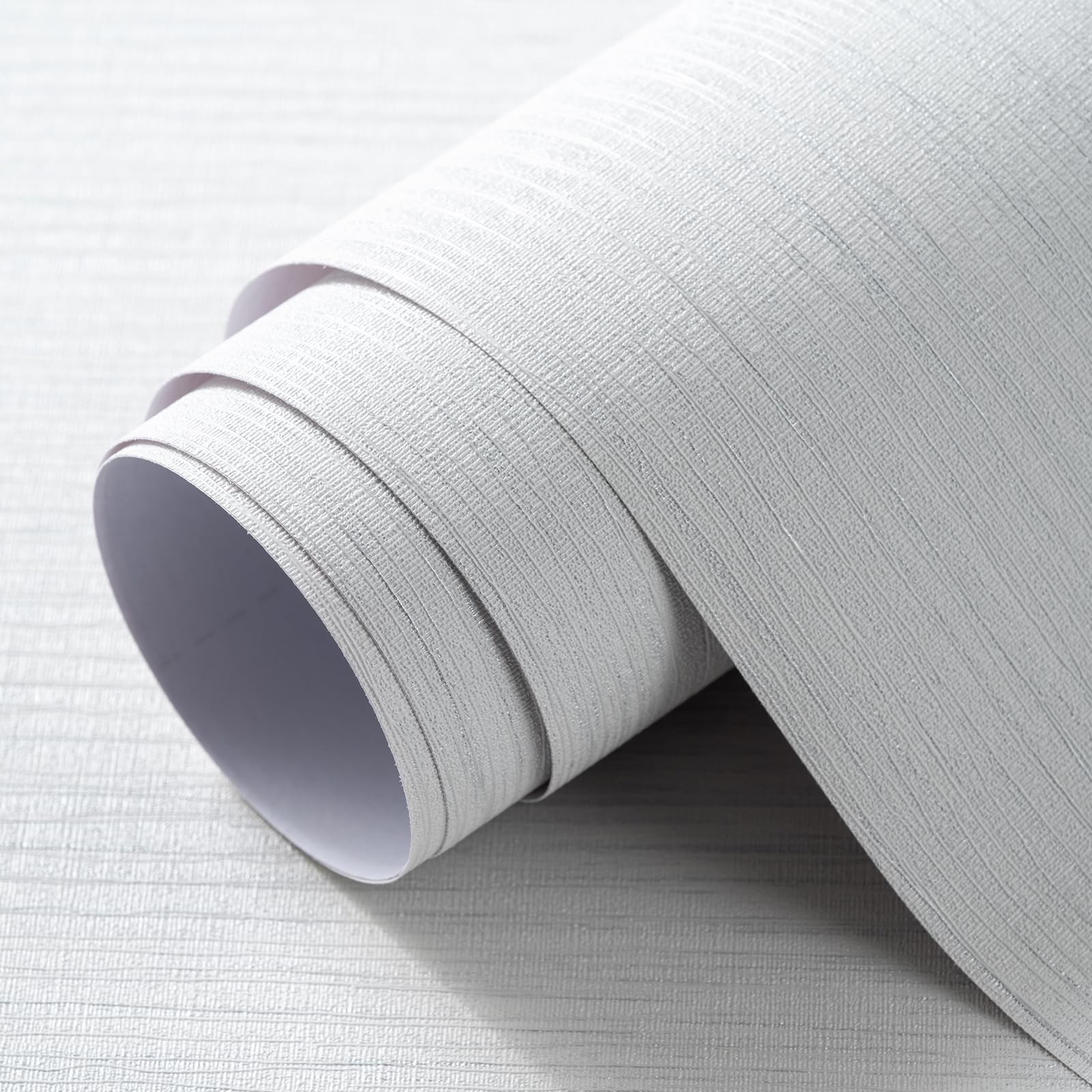 Grasscloth Textured Wallpaper White Gray Linen Thick 24" X 394" Fabric Contac…