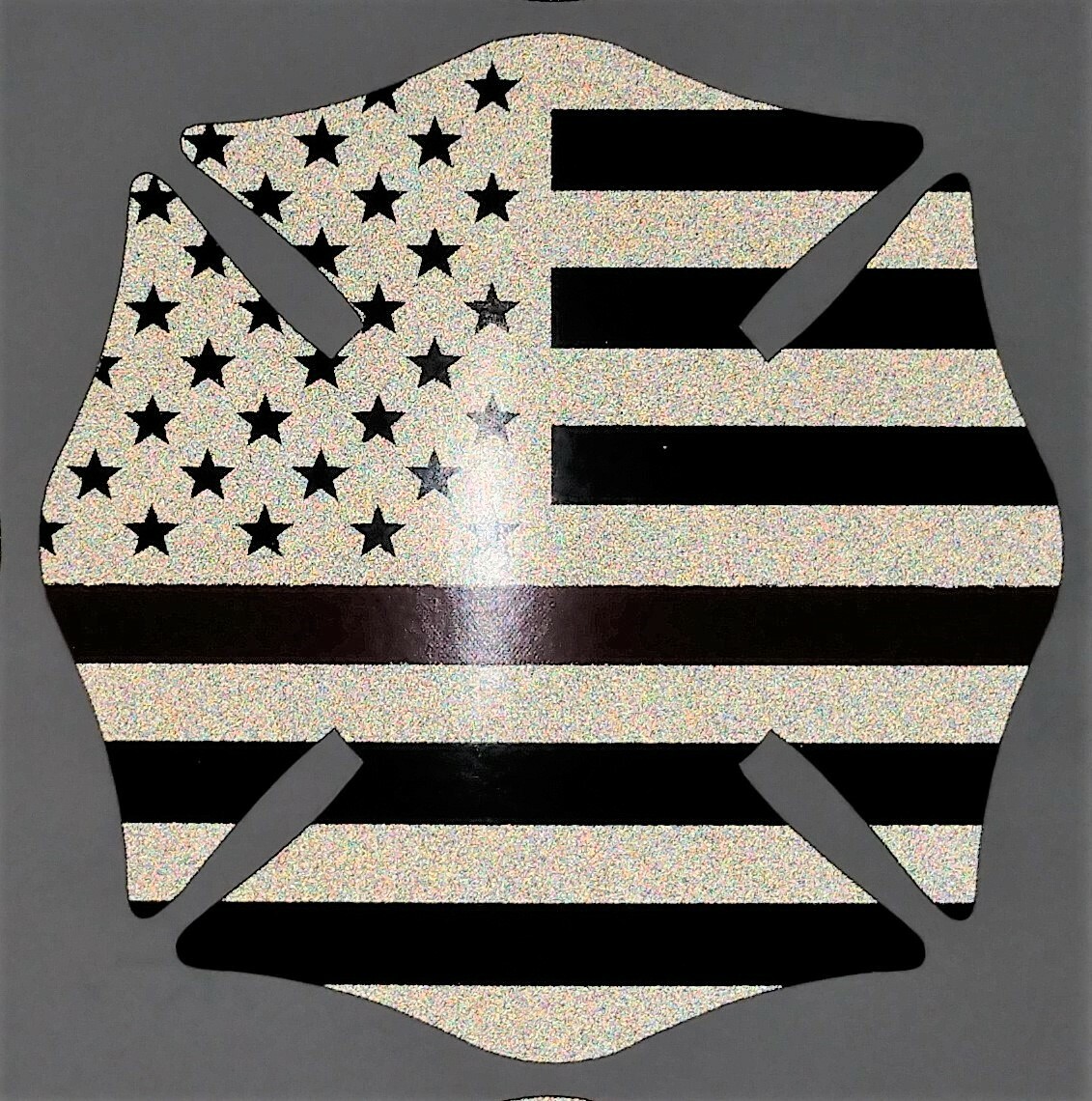 Black Subdued Reflective Thin Red Line Maltese Cross Fire Decal multiple size