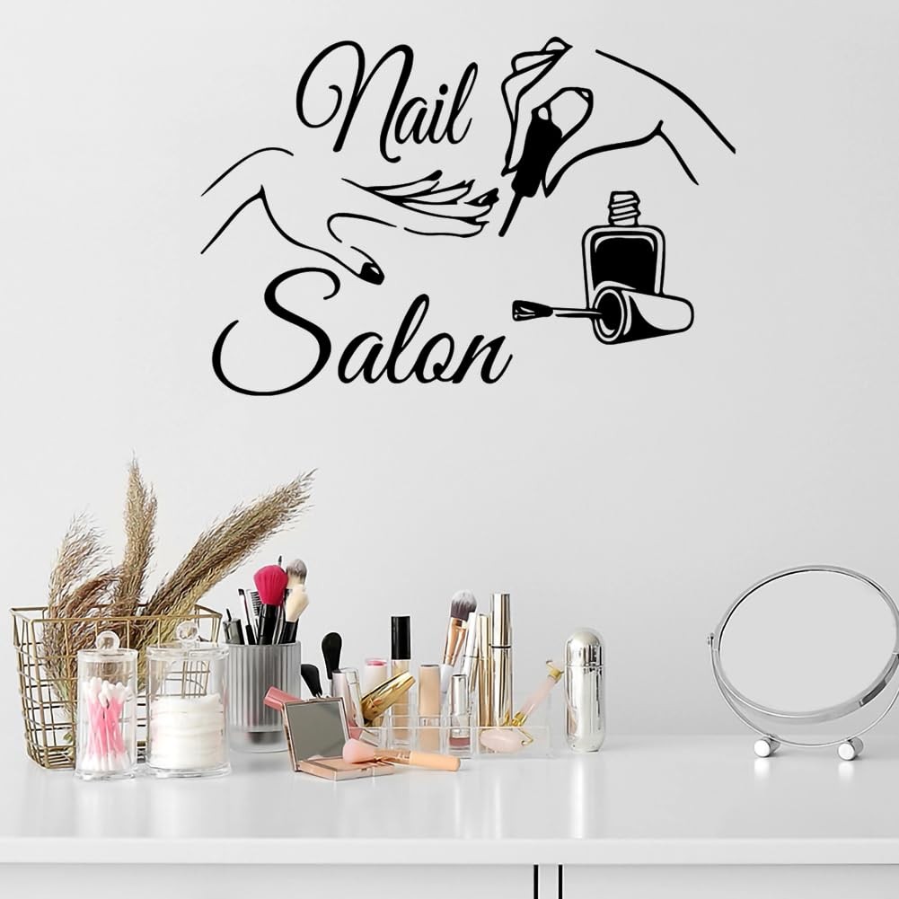 Nail Salon Wall Decal, Nail Polish Wall Sticker Removable Art Shop Store Deco…