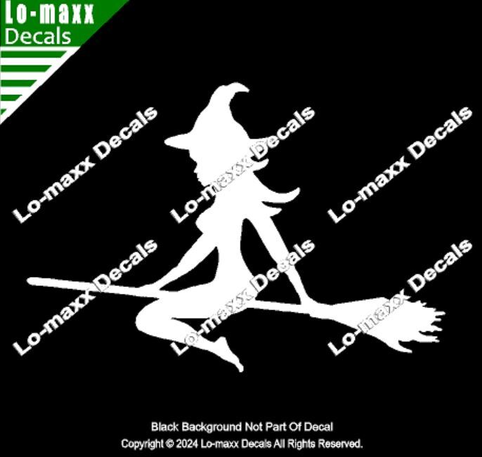 Mudflap Girl Witch Riding Broom Trucker Custom Graphic Die Cut Vinyl Decal