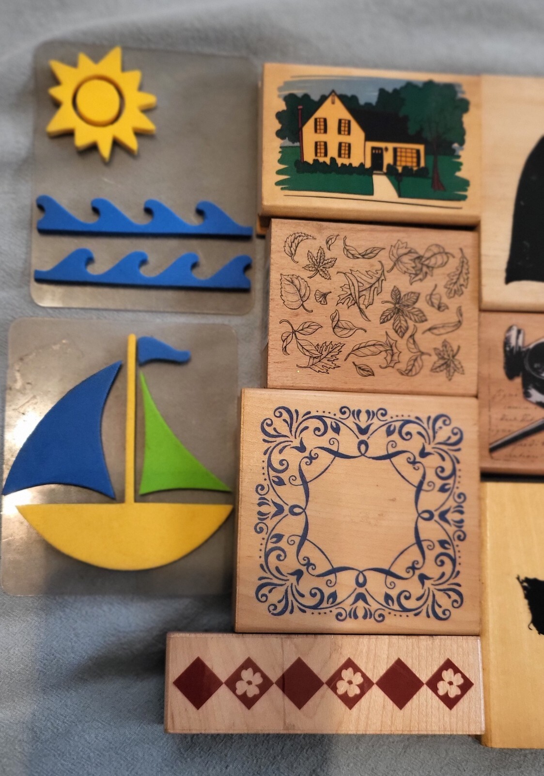 Lot Of 13+ Stamps Paper Crafting Stamping Wood