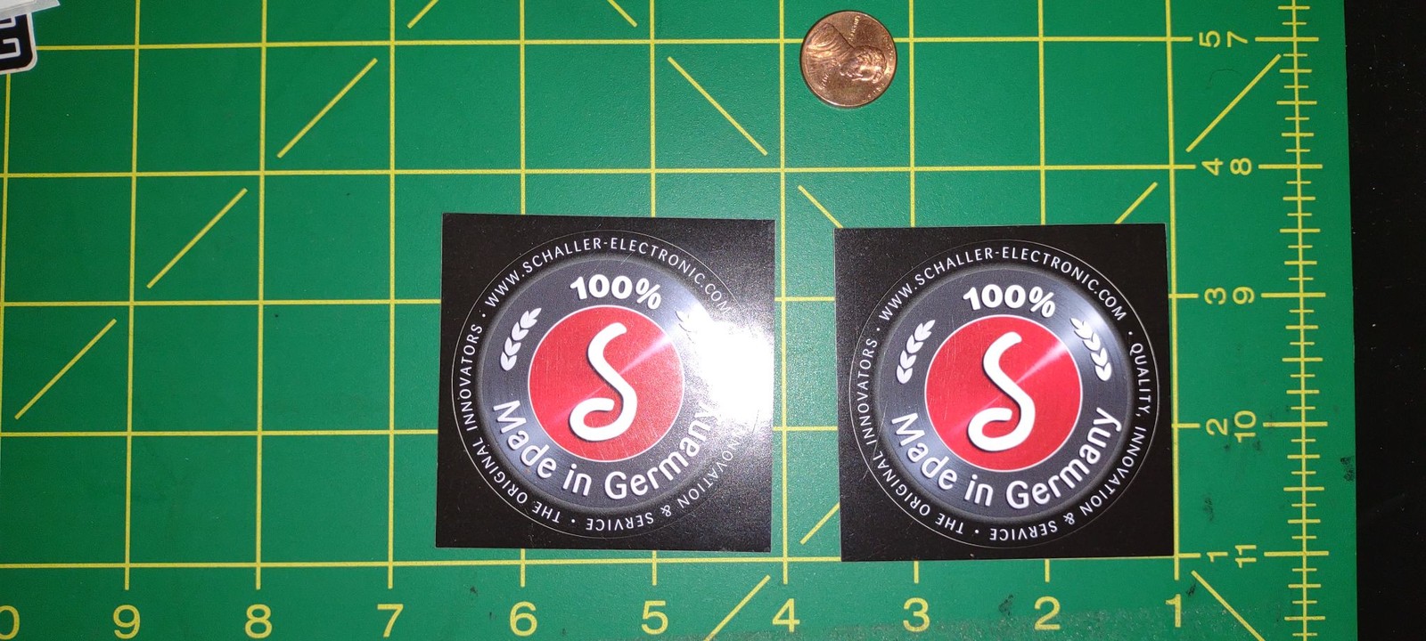 Schaller 2 Pack Sticker Decal Round 2.5in Made in Germany Logo Vinyl Black Red