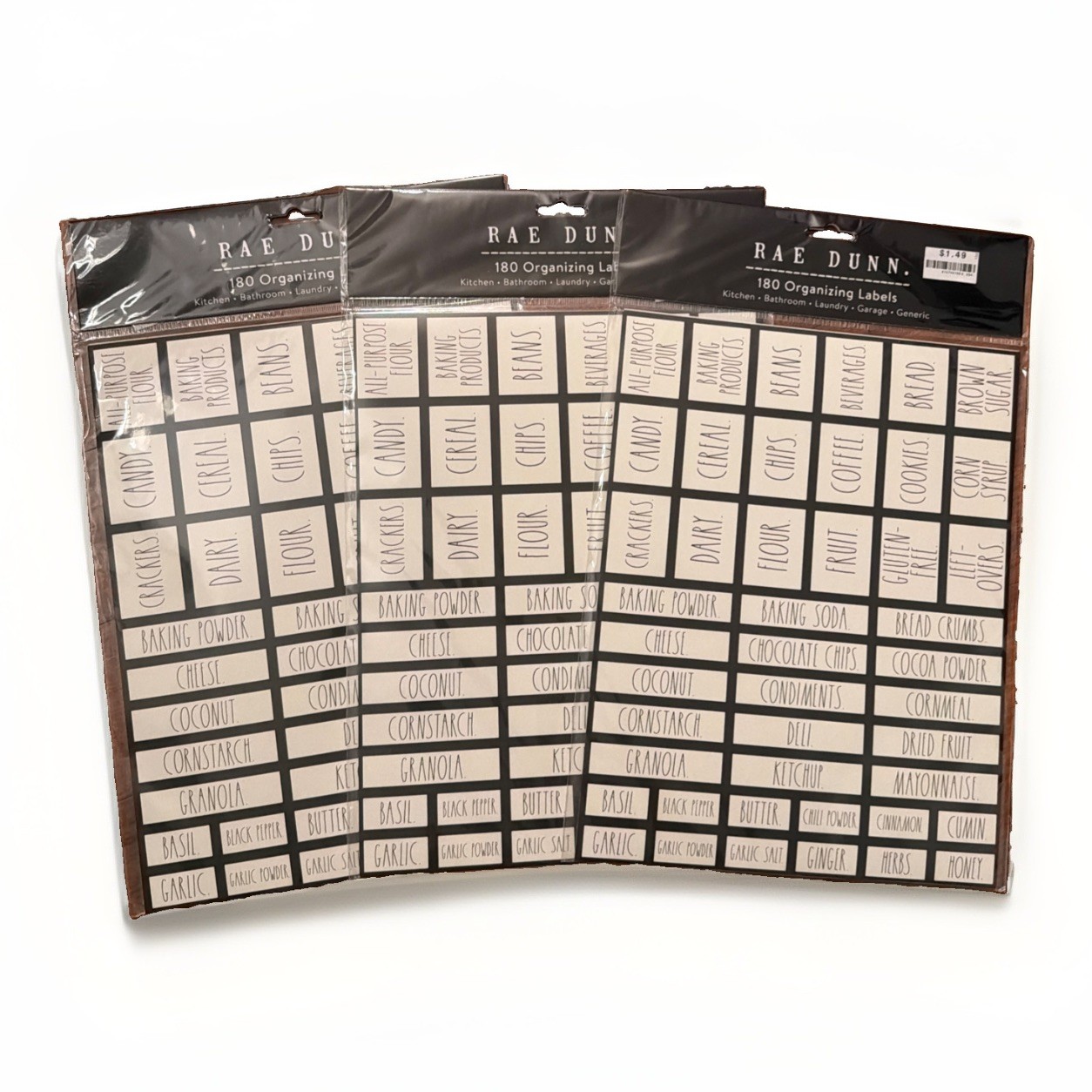 Sealed Rae Dunn 180 Self-Adhesive Organizing Labels White/Black Kitchen 3 Sets