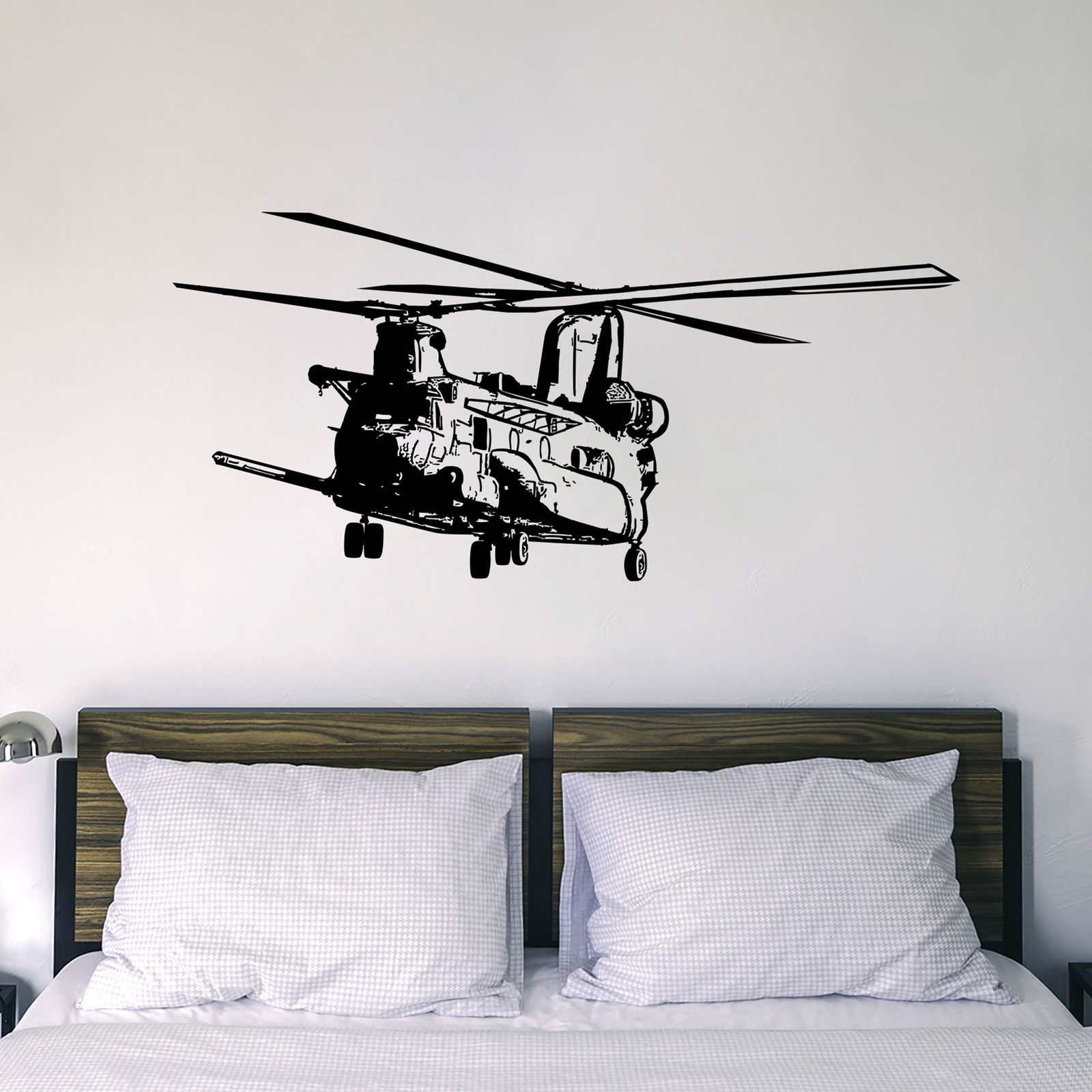 Military Chinook Helicopter MH-47G Vinyl Wall Decal Sticker. Black Vinyl Color.