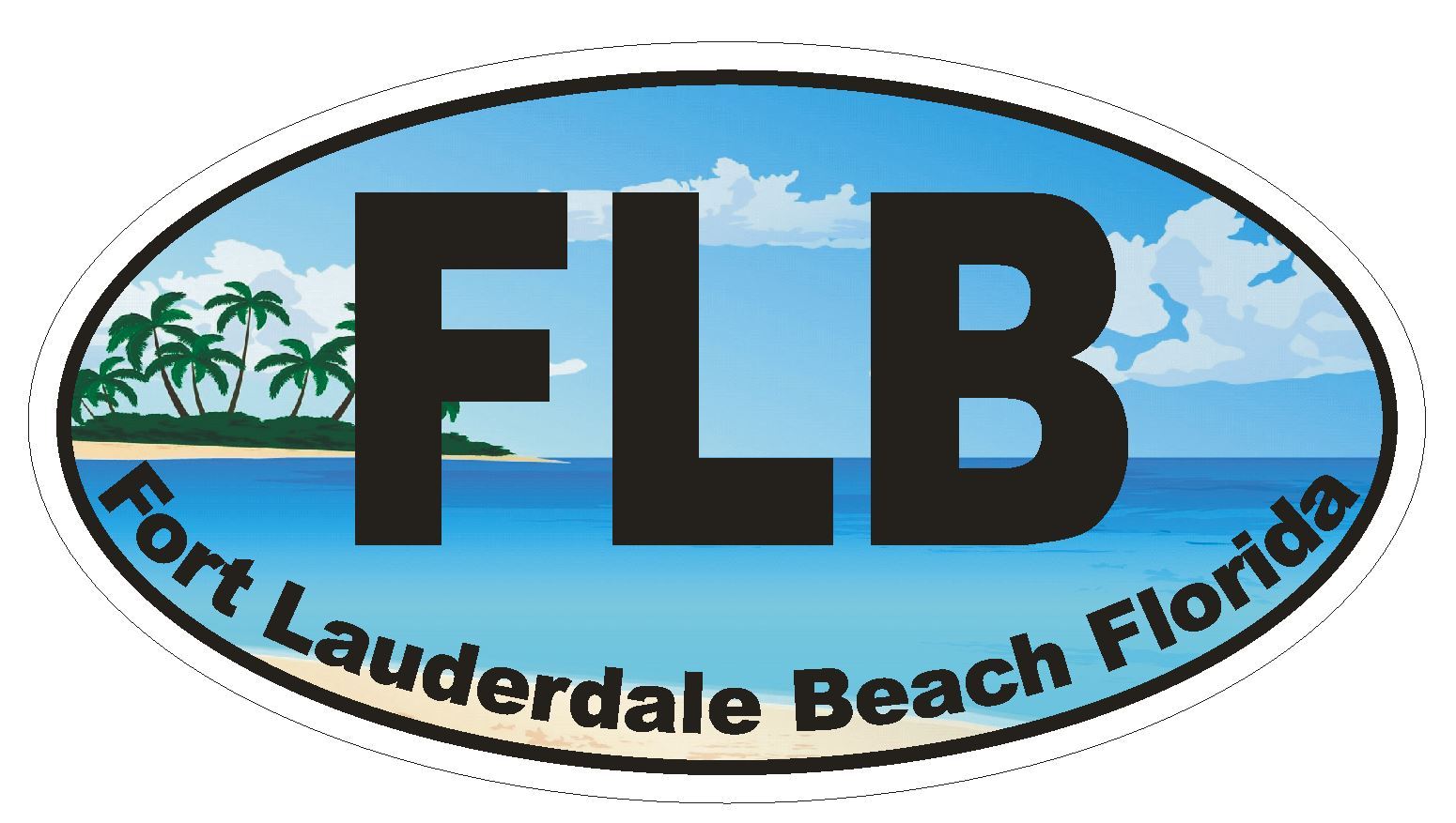 FLB Fort Lauderdale Beach Florida Oval Bumper Sticker or Helmet Sticker D1127