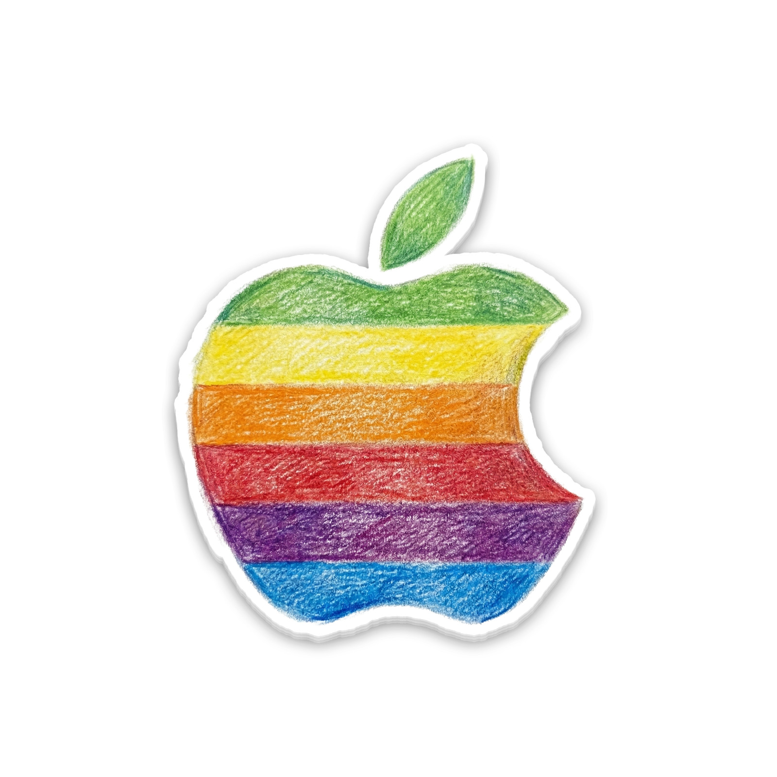 Apple Sticker 4 Inch Vinyl Decal Retro Apple Computer Graphic Colored Pencil