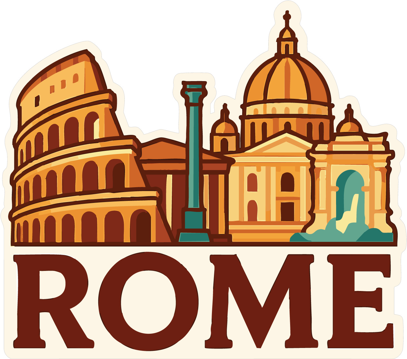Rome Sticker Decal Vinyl Die-Cut City Skyline Landmark Design