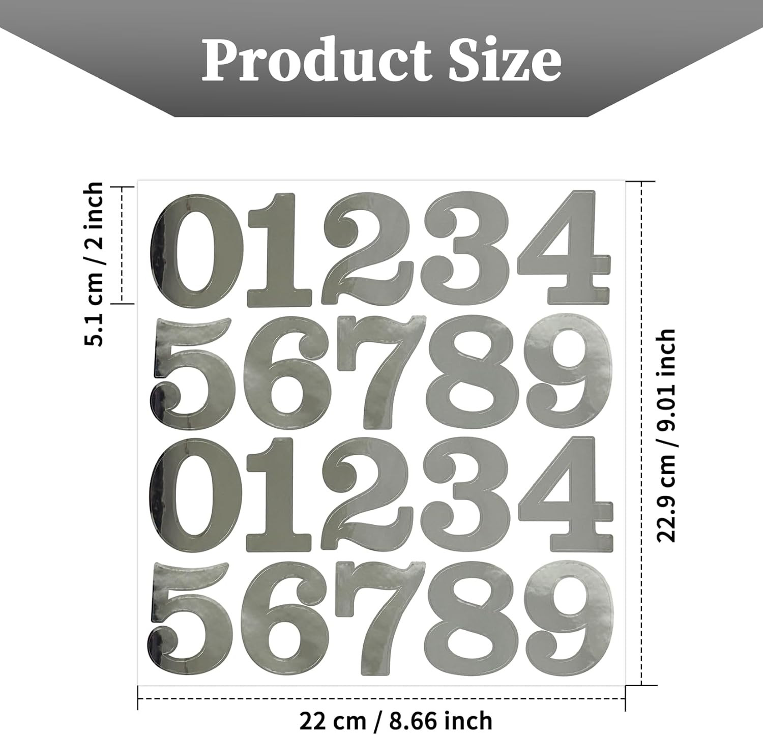 24 Sets 2 Inch 0-9 Self Adhesive Vinyl Number Stickers for File,Lockers,Mailbox,