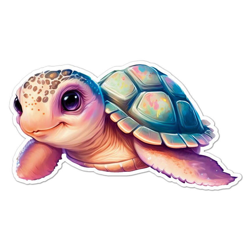 Cute Sea Turtle, Vinyl Decal Sticker, Indoor Outdoor, 3 Sizes, #9087