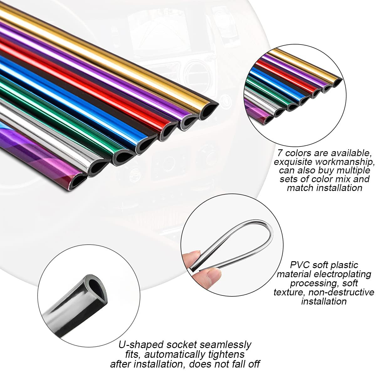 20 Pieces Car Air Conditioner Decoration Strip for Vent Outlet, Universal Waterp